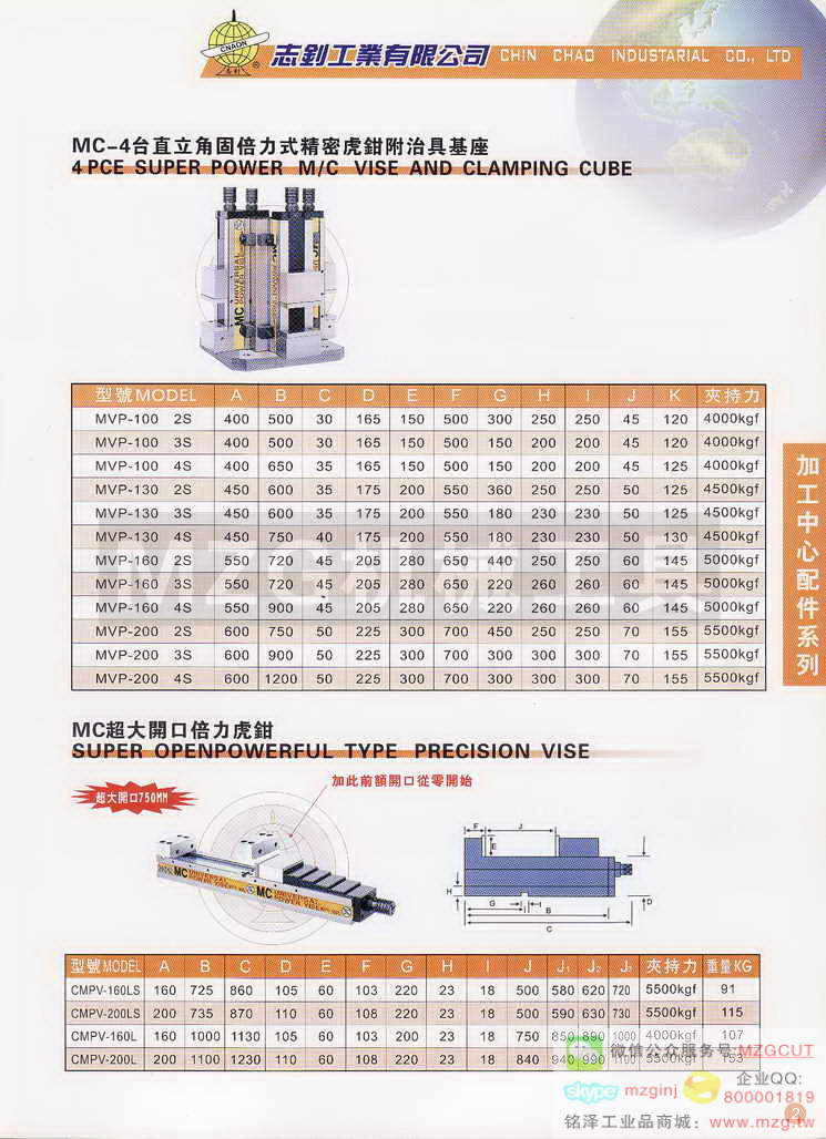 MC-4台直立角固倍力式精密虎钳附治具基座,MC超大开口倍力虎钳