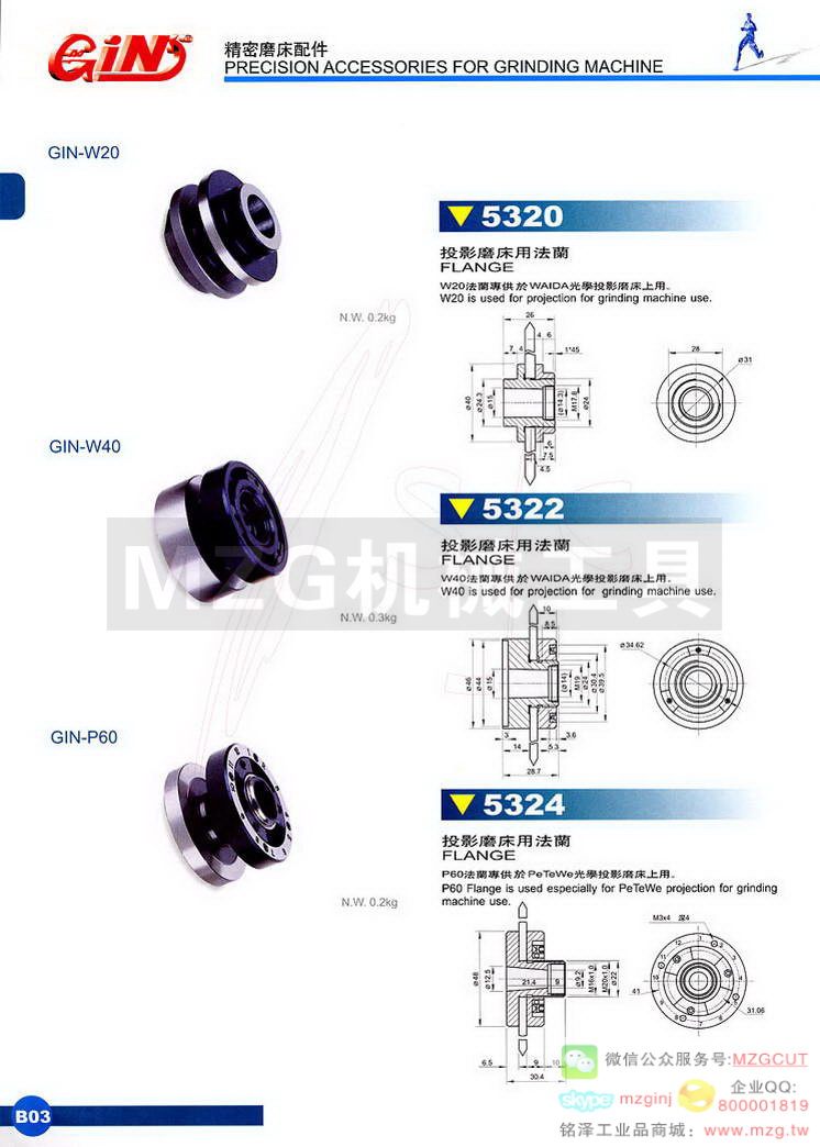 5320 GIN-W20投影磨床用法兰,5322 GIN-W40投影磨床用法兰,5324 GIN-P60投影磨床用法兰