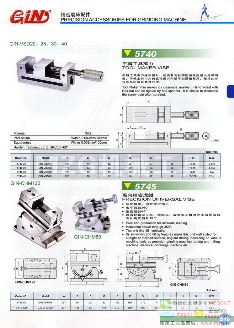 5745 GIN-CHM万向精密虎钳,5740 GIN-VSD手转工具万力