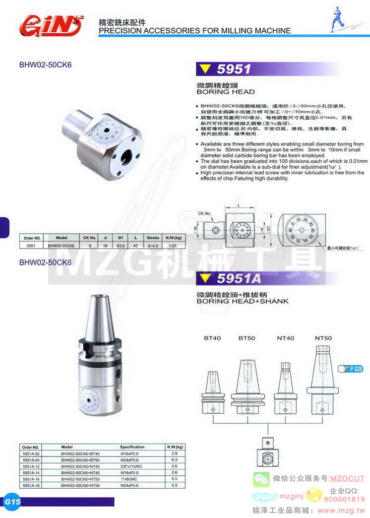 5951 BHW02-50CK6微调精镗头,5951A BHW02-50CK6微调精镗头+推拔柄