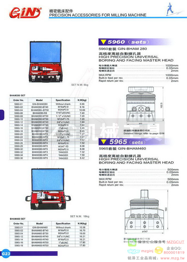 5960 GIN-BHAM280套装搪孔器,5965 GIN-BHAM460套装搪孔器