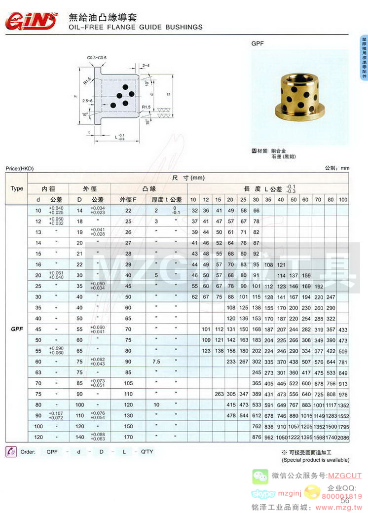 无给油凸轮导套