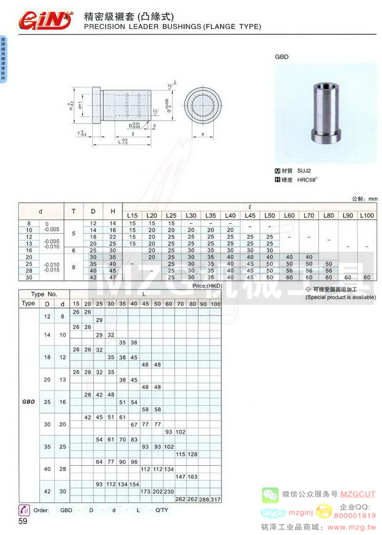 凸缘式精密级衬套