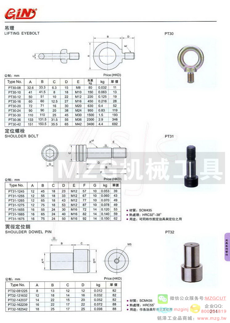 吊环,定位螺栓,异径定位销