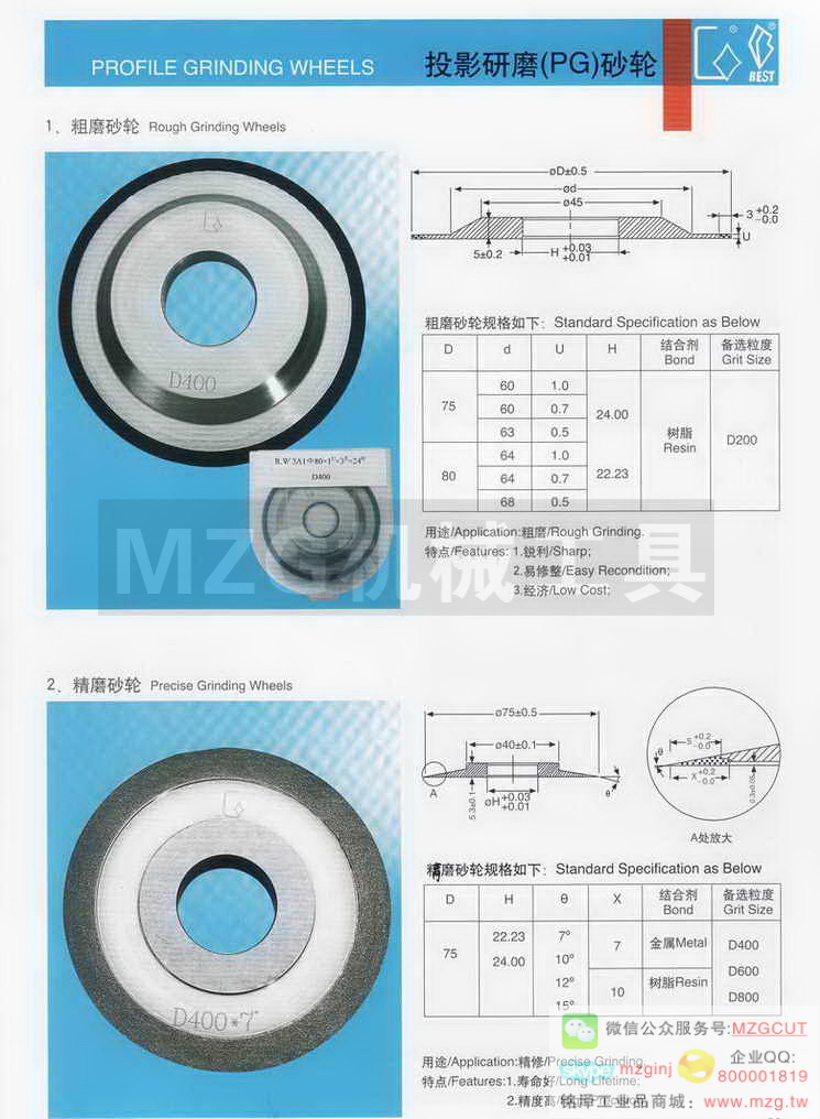 投影研磨(PG)砂轮