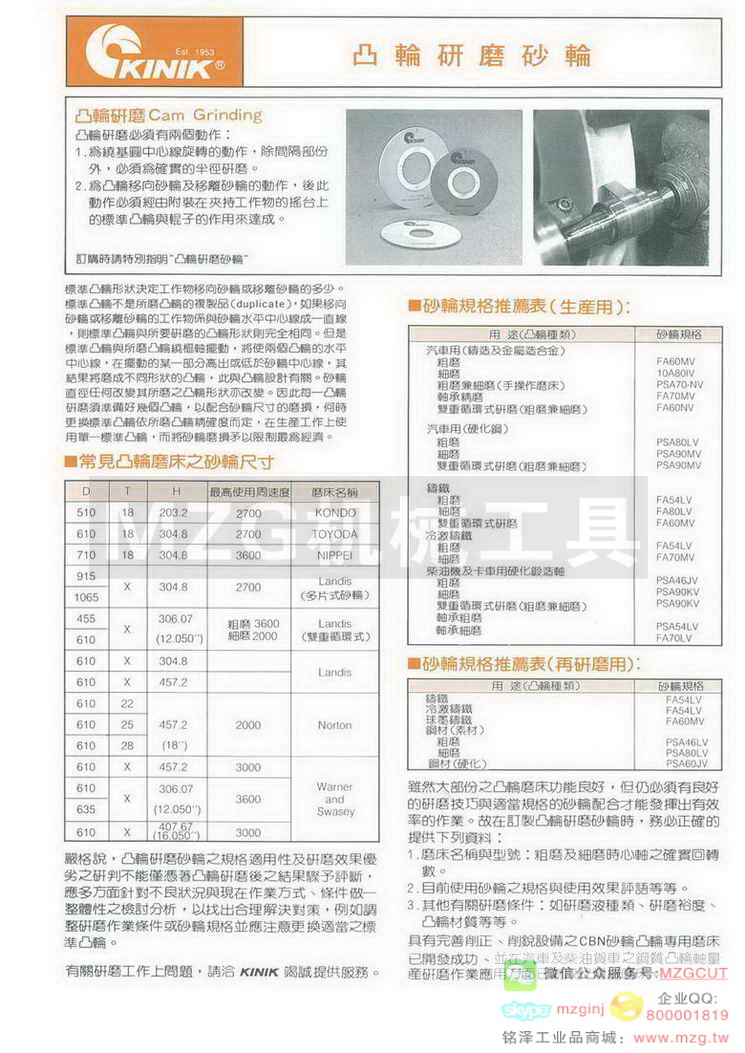 凸轮研磨砂轮