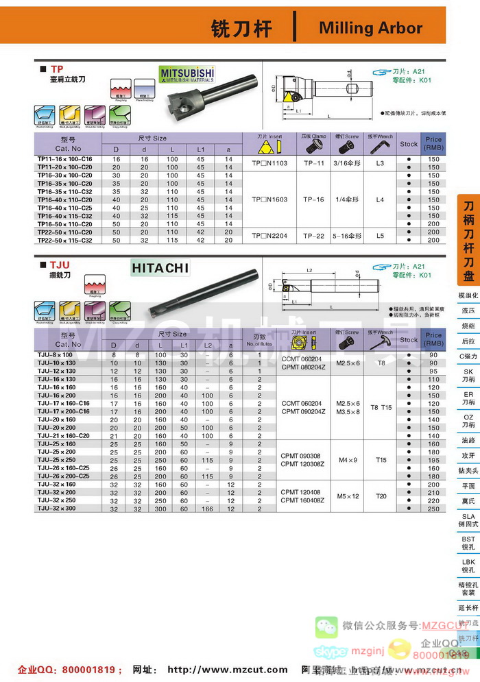 TP装三角形刀片直角台肩立铣刀杆,TJU钻铣刀杆,MZG铣刀杆参数图片价格