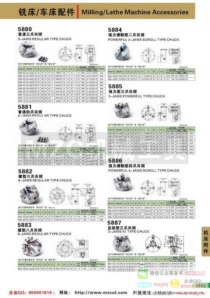 二爪,三爪,四爪,六爪,八爪,中空,中实,液压卡盘,强力型,台湾GIN精展配件参数图片价格