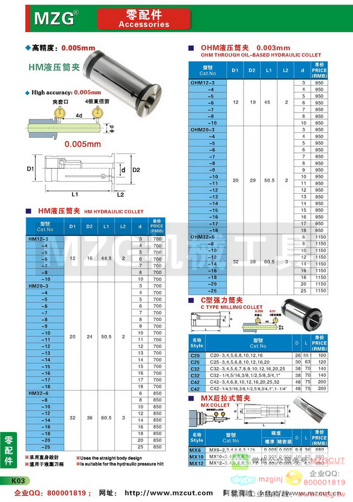 HM液压刀柄筒夹,高精度强力型筒夹,MX,ADS后拉式筒夹,MZG刀具配件参数图片价格