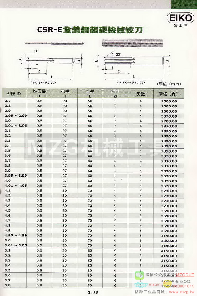 EIKO荣工舍铰刀,EIKO荣工舍沉头铣刀,EIKO荣工舍键槽铣刀,EIKO荣工舍倒角刀