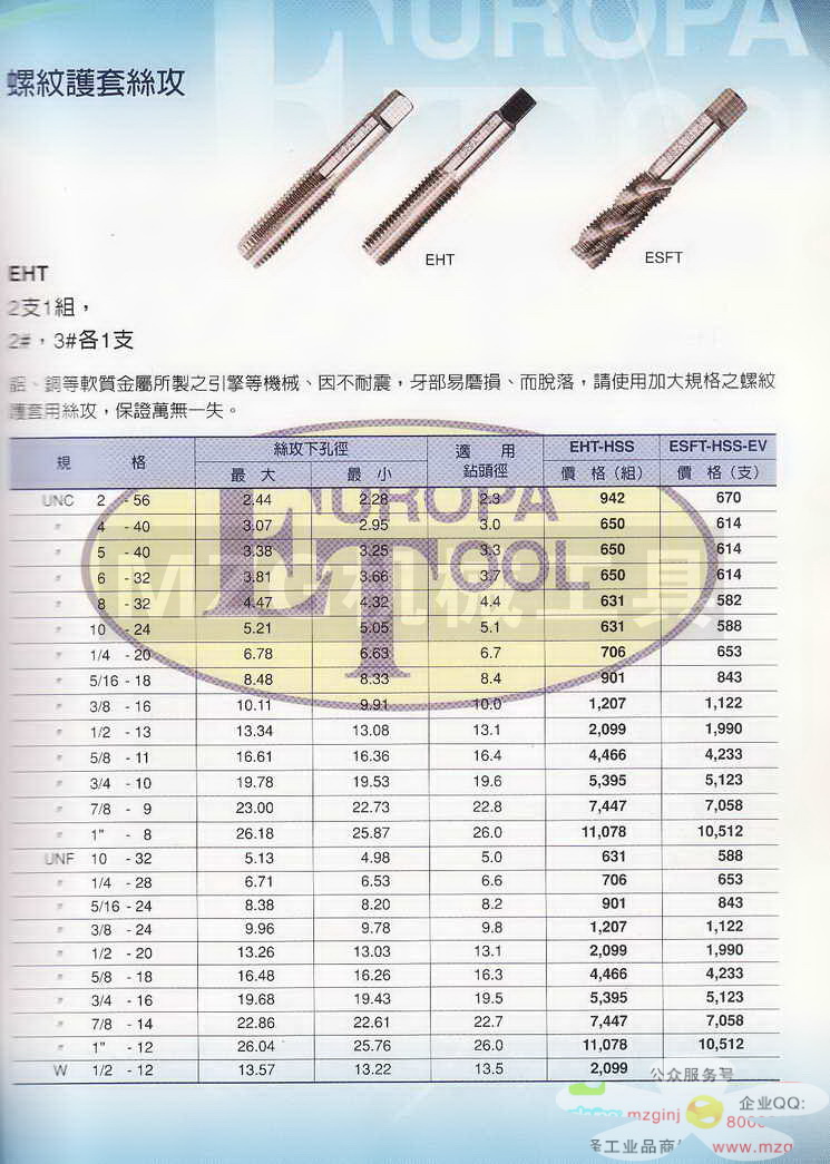 欧霸ET丝攻,铣刀,钻头,中心钻,定点钻,机械铰刀