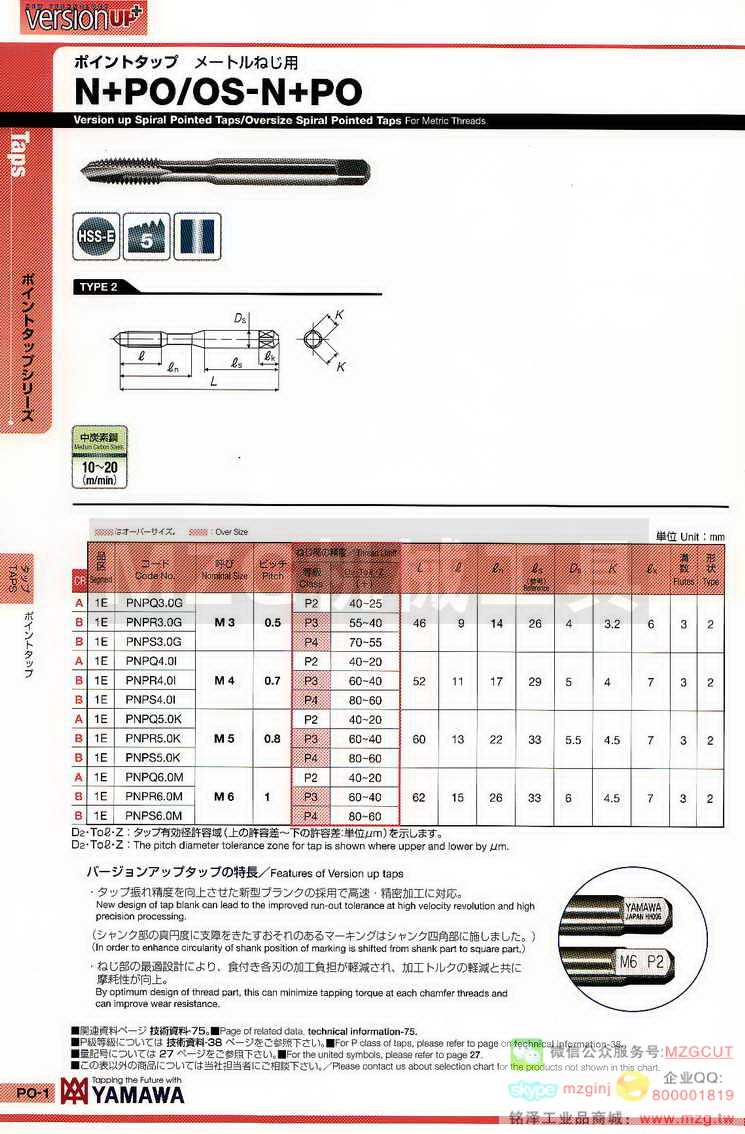 日本YAMAWA先端丝攻