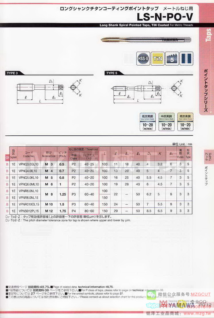 日本YAMAWA先端丝攻