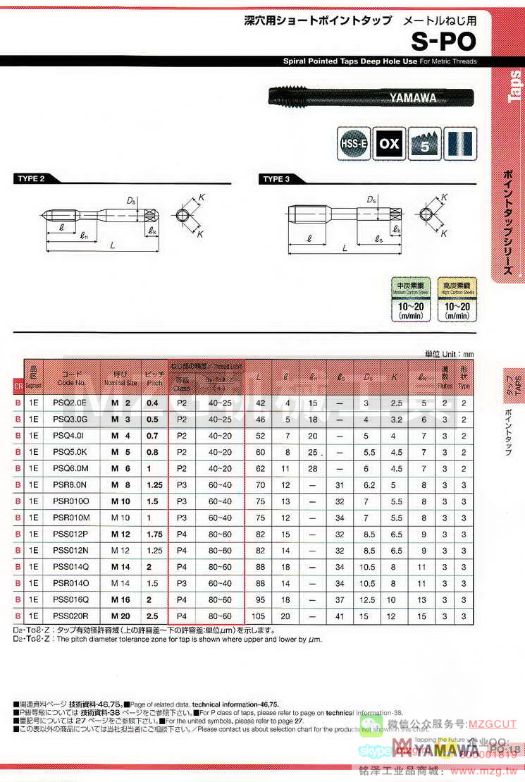 日本YAMAWA先端丝攻