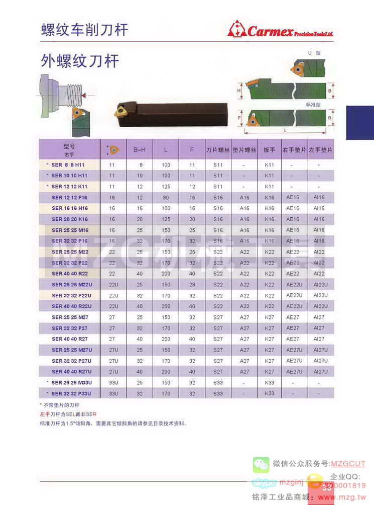外螺纹车削刀杆