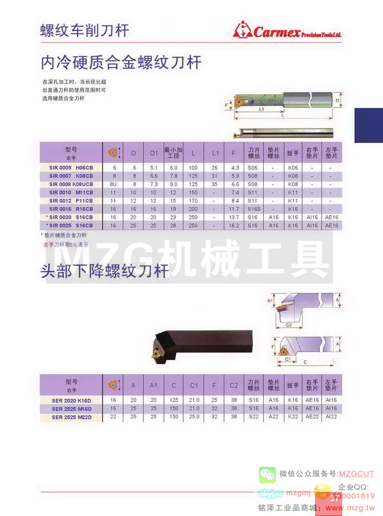 内冷硬质合金螺纹刀杆,钨钢防震螺纹刀杆