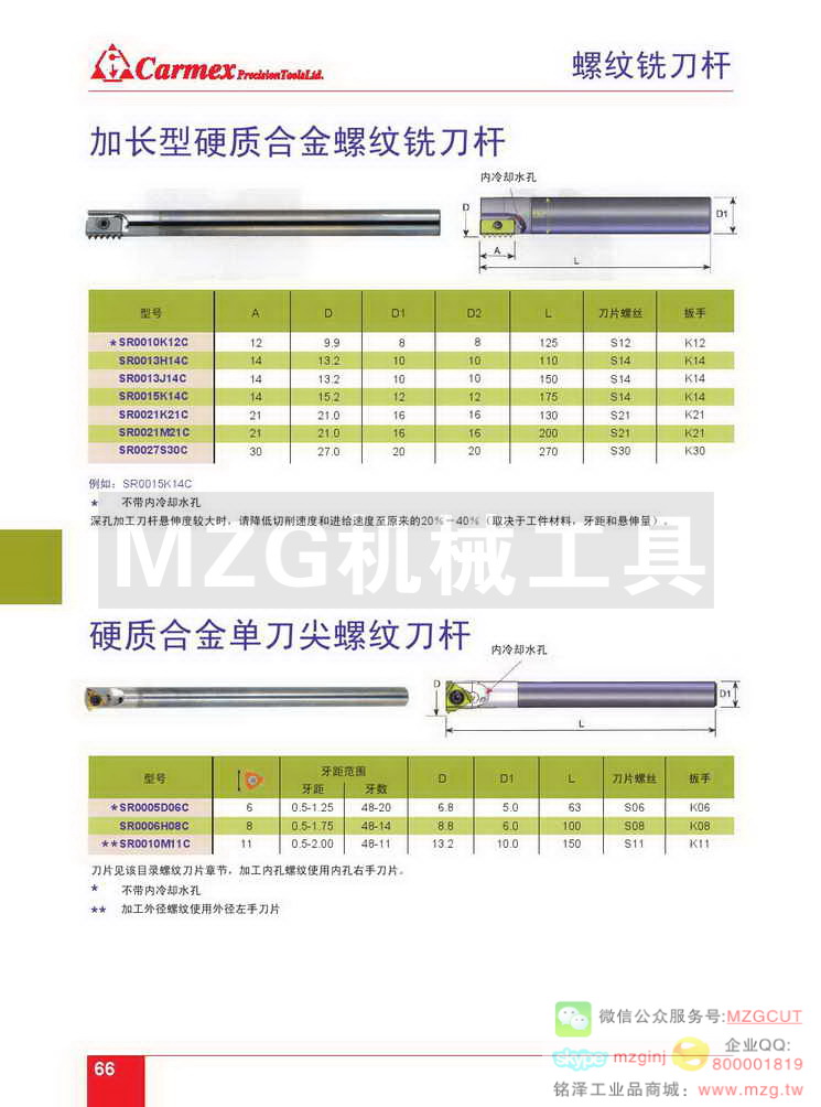 单刀片 加长型 双刀片 多刀片 加长型 硬质合金带内冷内孔螺纹铣刀杆