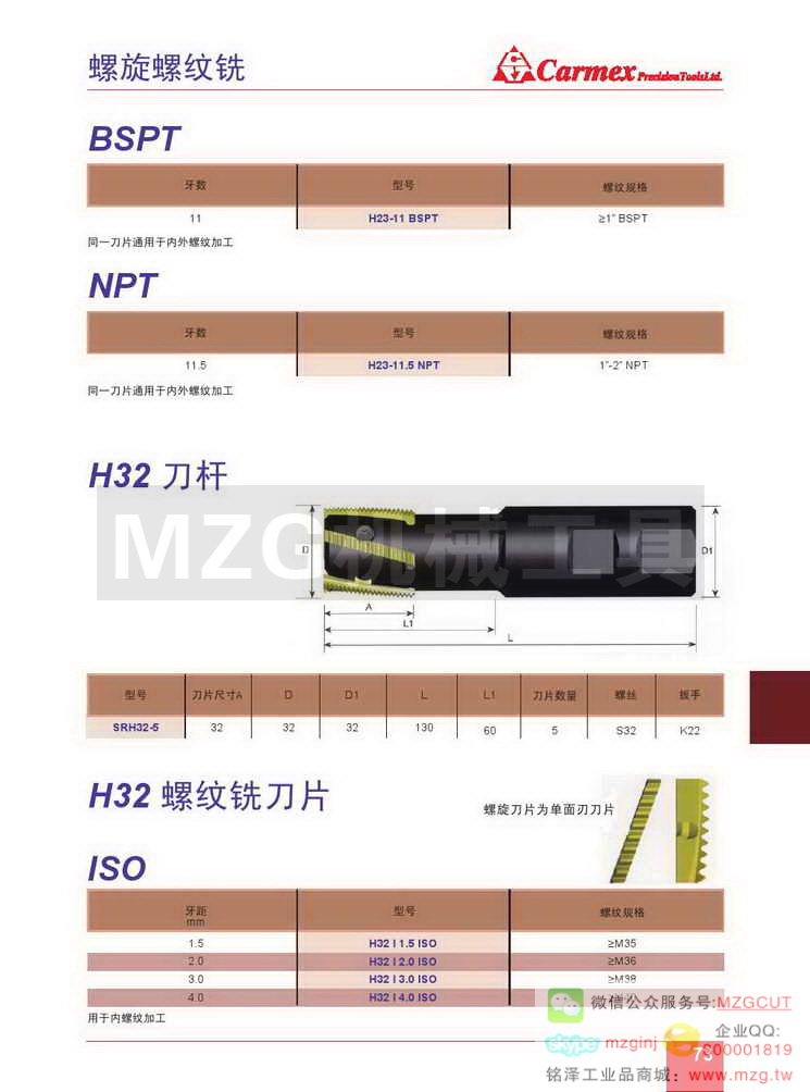 螺纹铣刀杆及刀片,特殊刀具