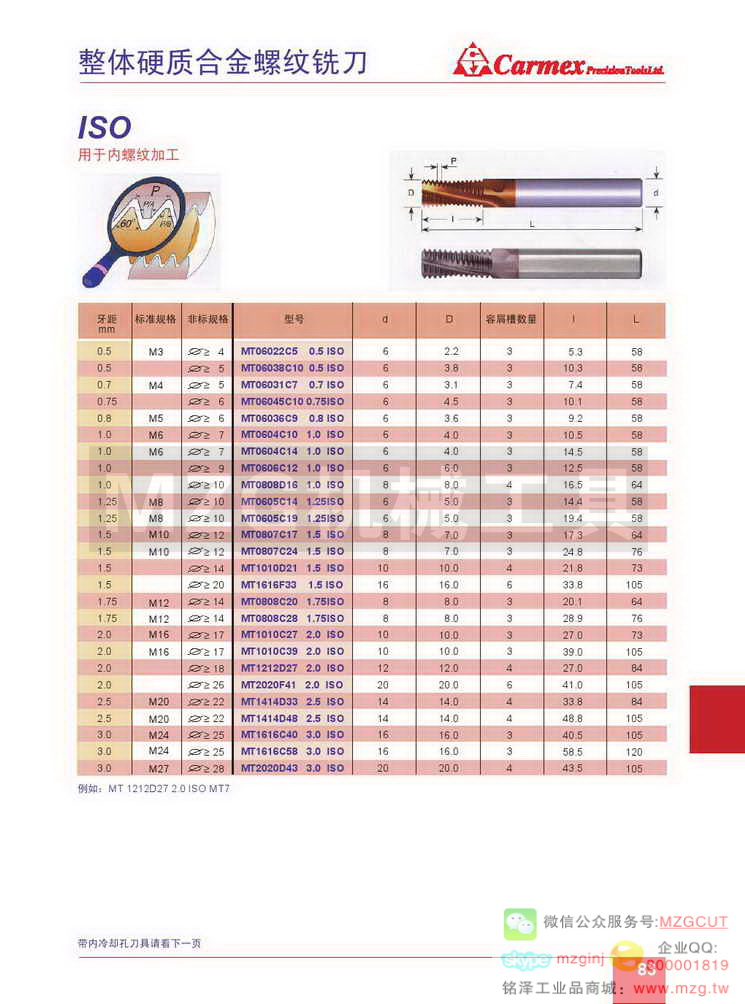 整体硬质合金螺纹铣刀