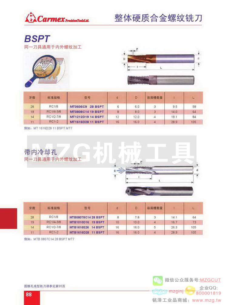 整体硬质合金螺纹铣刀