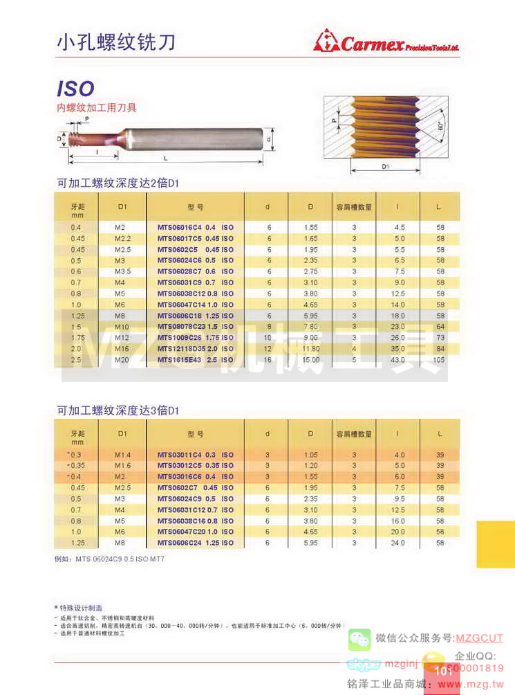 整体硬质合金螺纹铣刀