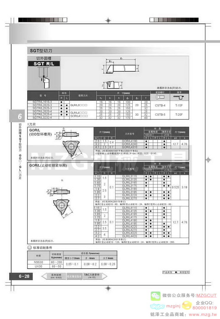 东芝Tungaloy切外圆槽刀片