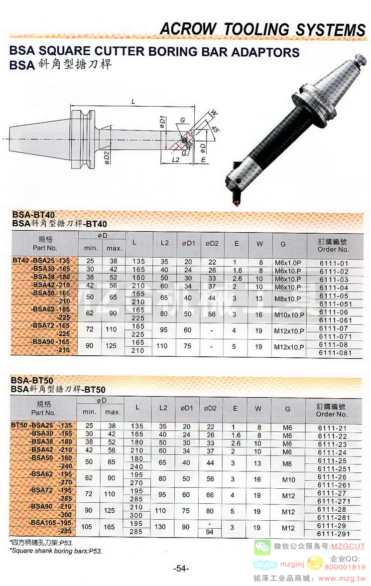 BSA斜角型搪刀杆