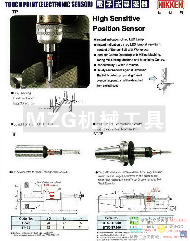 NIKKEN TOUCH POINT ELECTRONIC SENSOR电子式寻边器