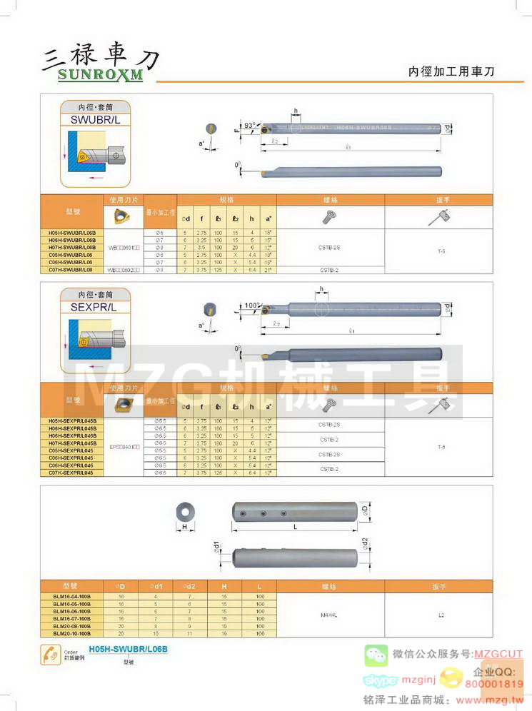 台湾三禄SUNROXM内径车刀