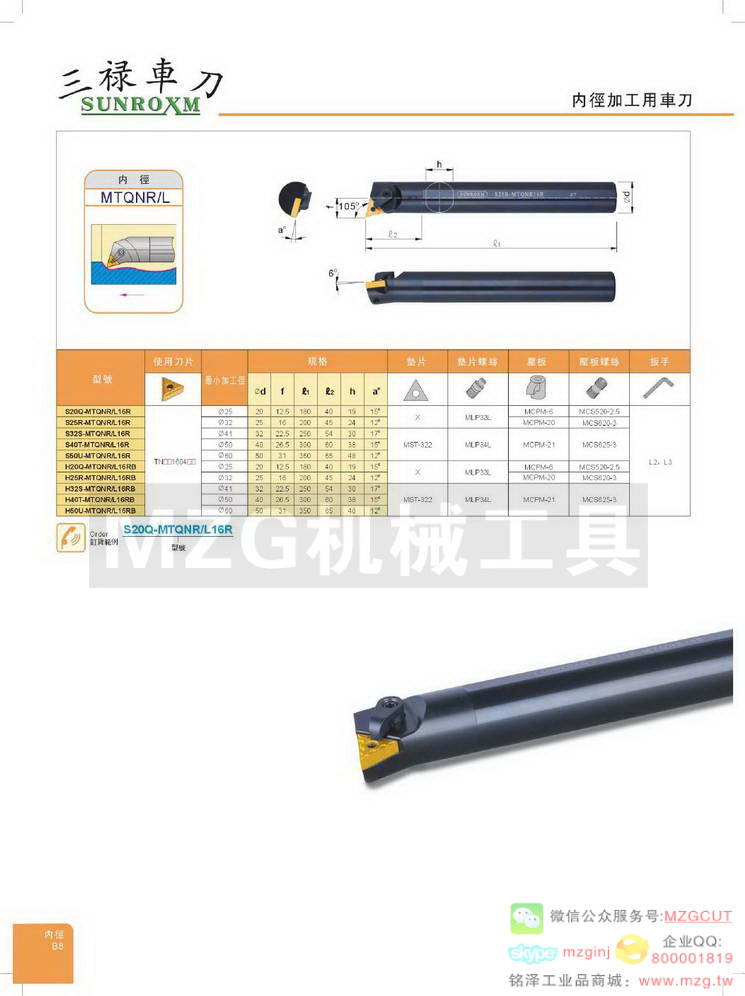 台湾三禄SUNROXM内径车刀