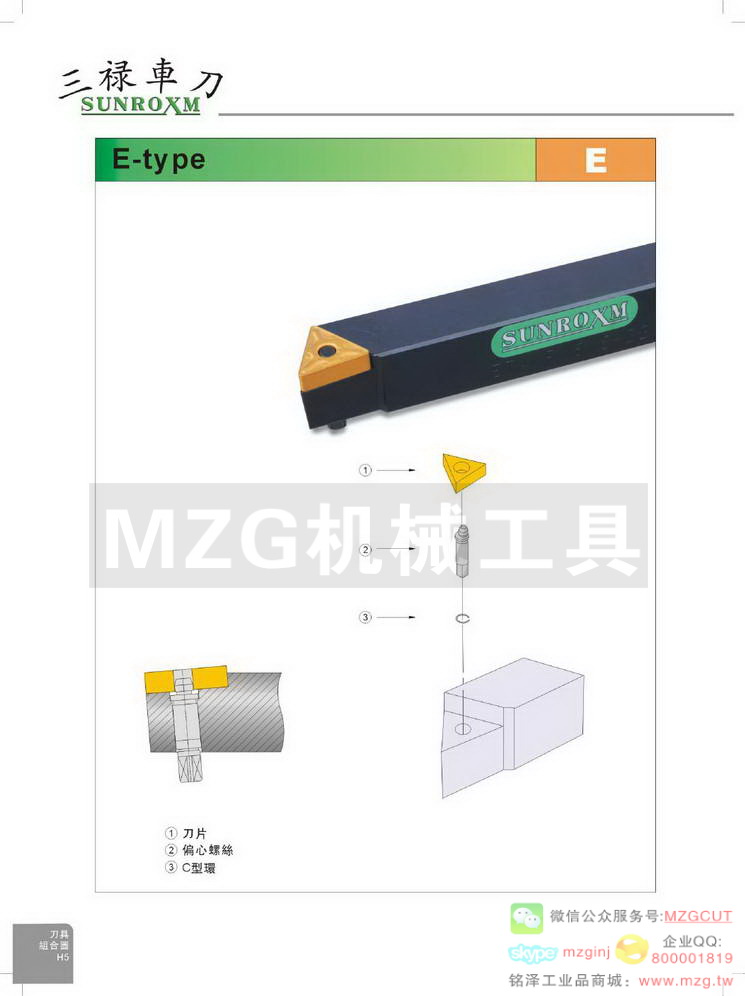 内孔车刀,台湾三禄SUNROXM E-type刀具组合图