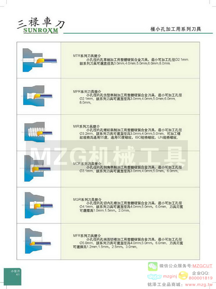 台湾三禄SUNROXM极小孔加工用系列刀具