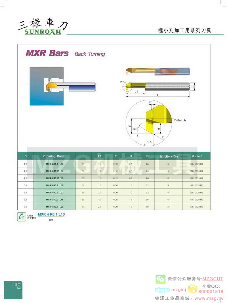 台湾铭泽MZGINJ数控车刀,MXR Bars Back Tuming