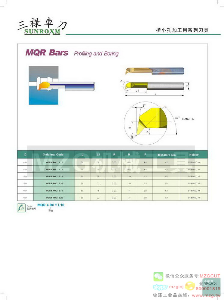 铭泽MZGINJ数控车刀,MQR Bars Profiling and Boring