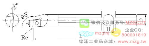 95度C16R-SCLCR09-18钨钢内孔车刀工程图